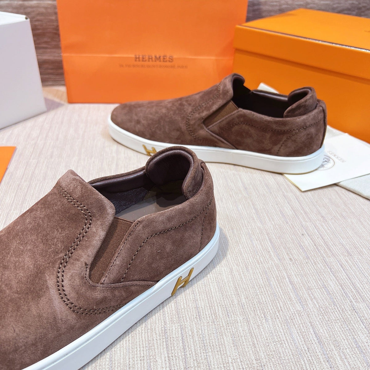 HM Men's 25 Lucky Slip-on Brown Suede 713103