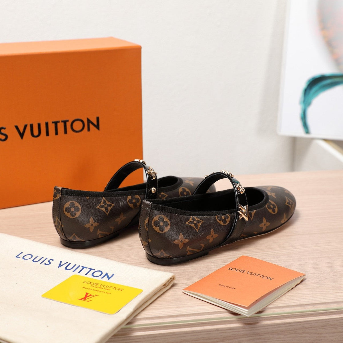 LV 25C Romy Flat Caramel Brown Monogram With gold logo Sheepskin 218308