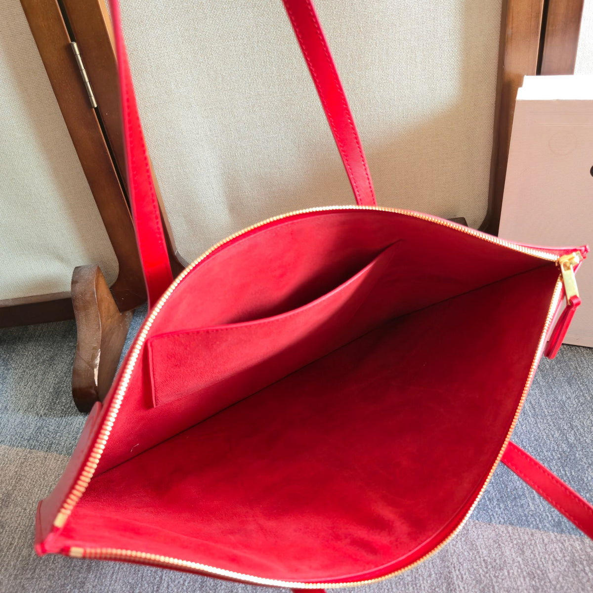 Celine 2026 Flat Cabas New Luggage Bag Red Calfskin 276209