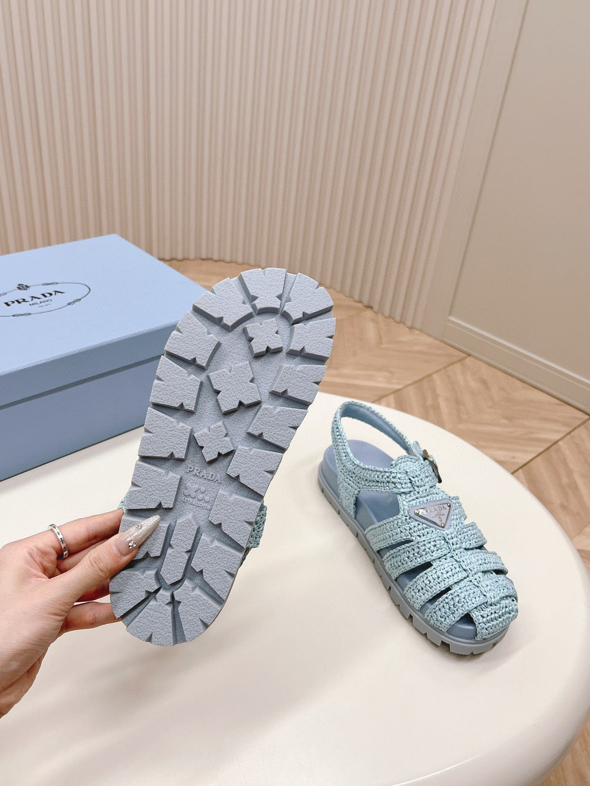 PRA RUBBER FISHERMAN SANDALS SKY LAMBSKIN