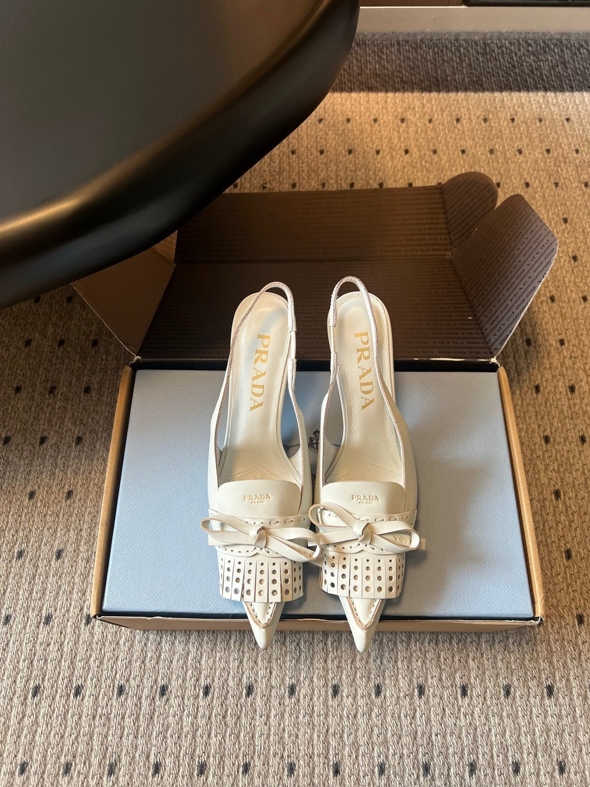 Prada 2026 Slingback Pumps 85mm Bow Cowhide 787482