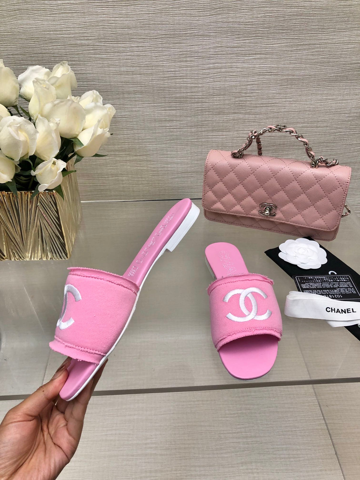 CC 25C Slippers Pink Fabric Material 212967