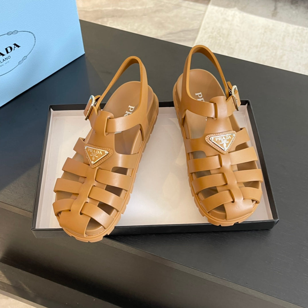 PRA RUBBER FISHERMAN SANDALS BRONZE CALFSKIN