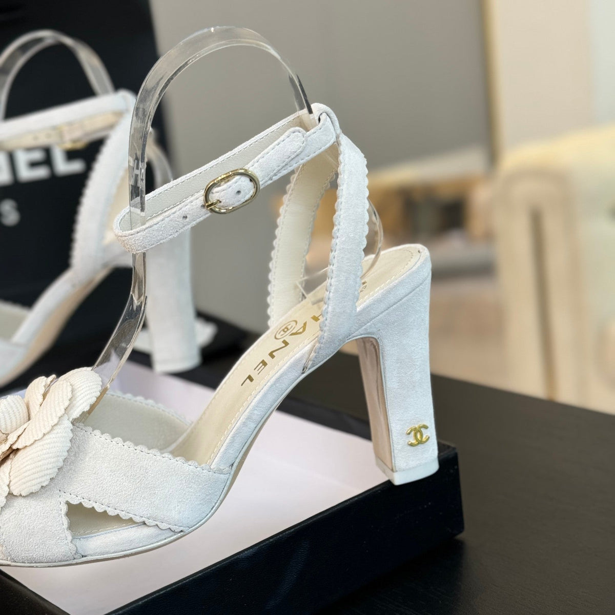 CC Sandals 80mm White Suede