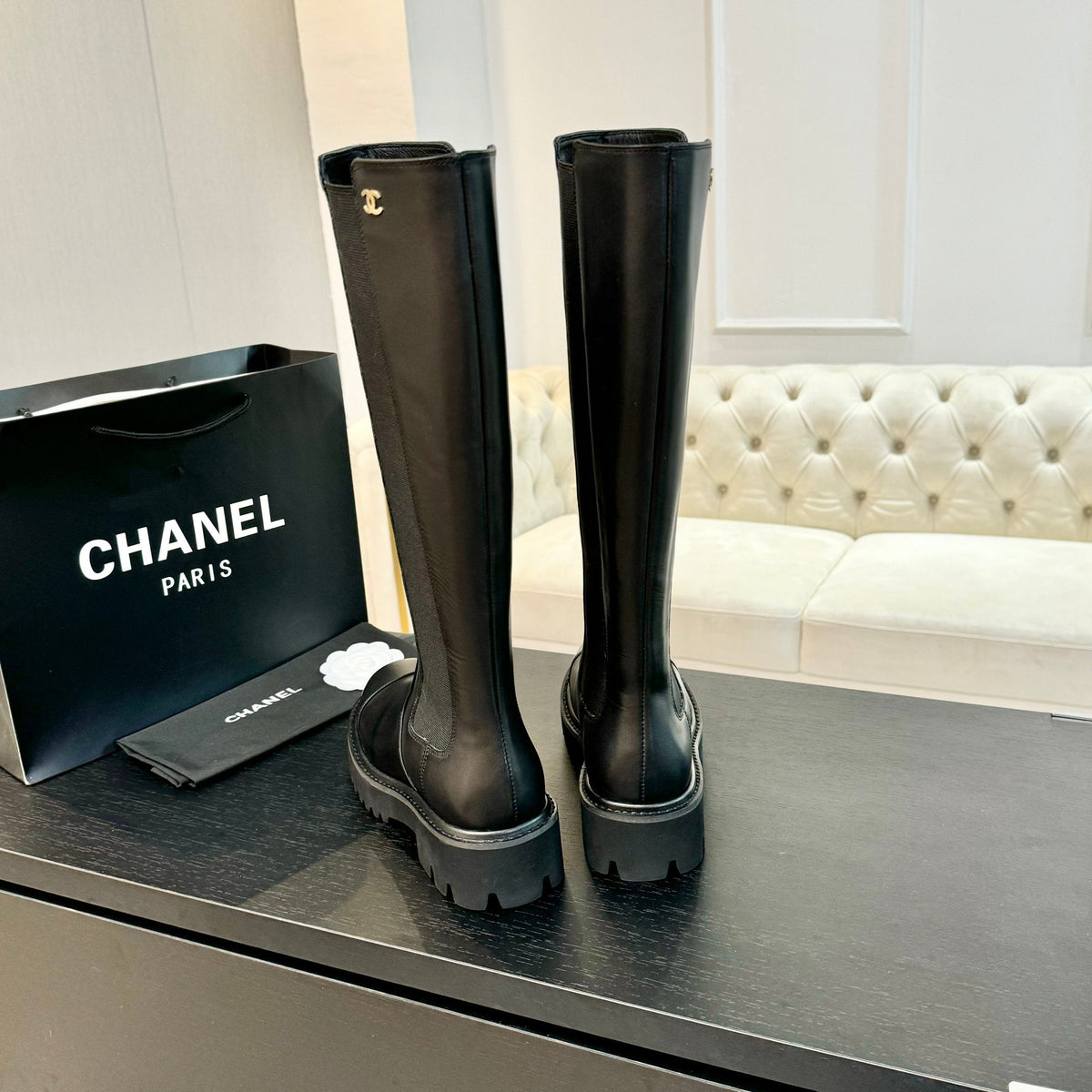CC Chelsea High Boots Black Suede And Cowhide