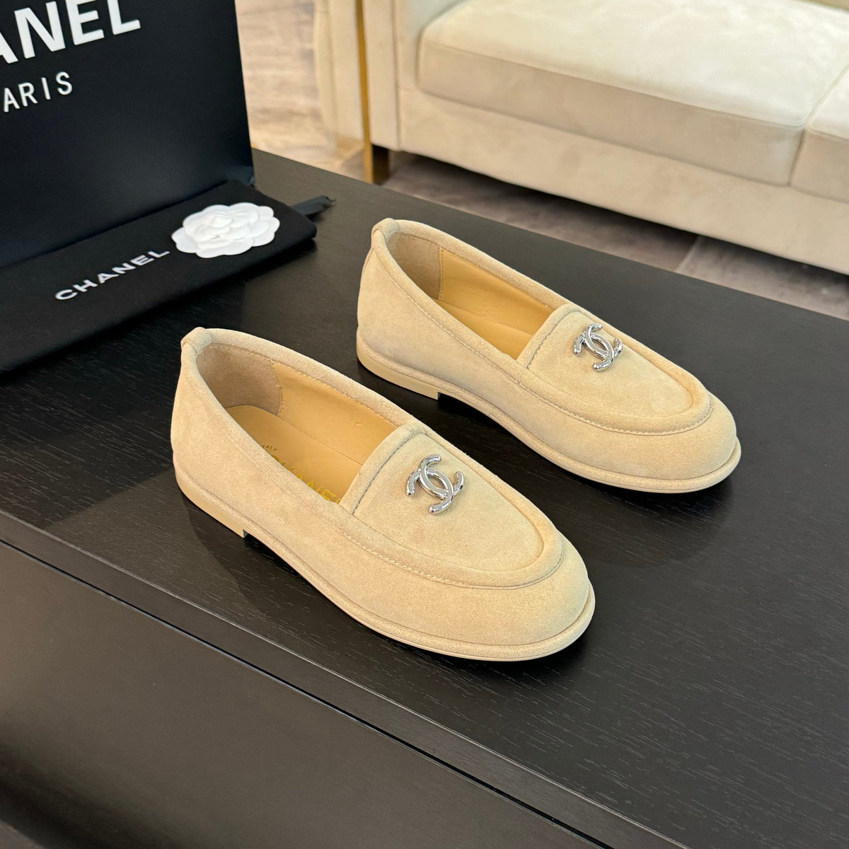 CC Moccasins Beige Suede