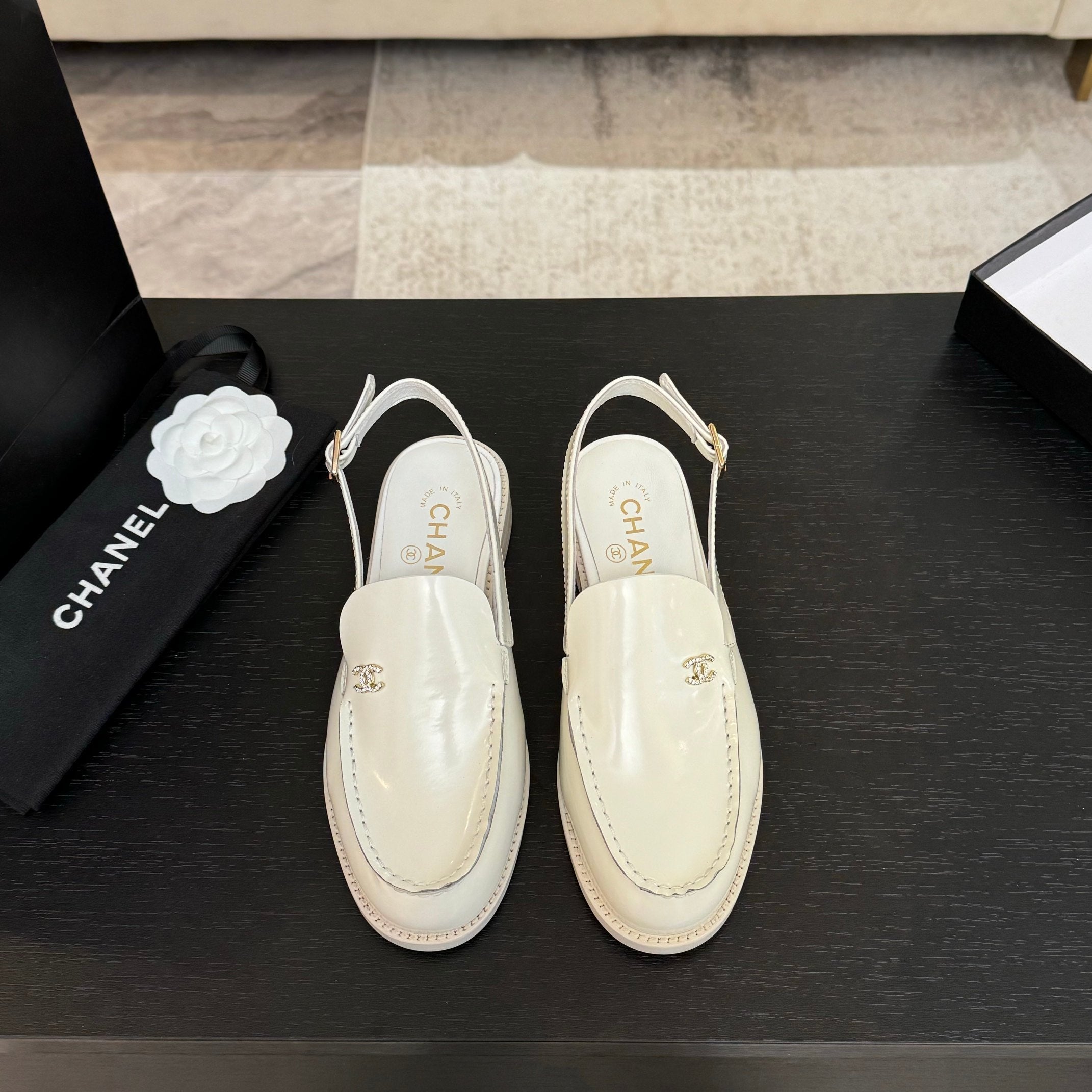 CC 25C Slingback Loafer White Patent Leather