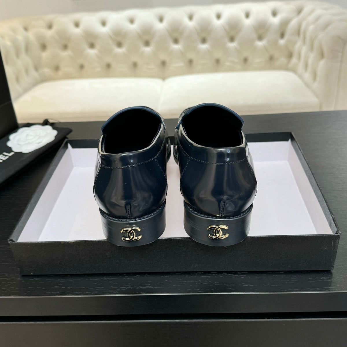 CC 25C Moccasins Dark Blue Patent Leather