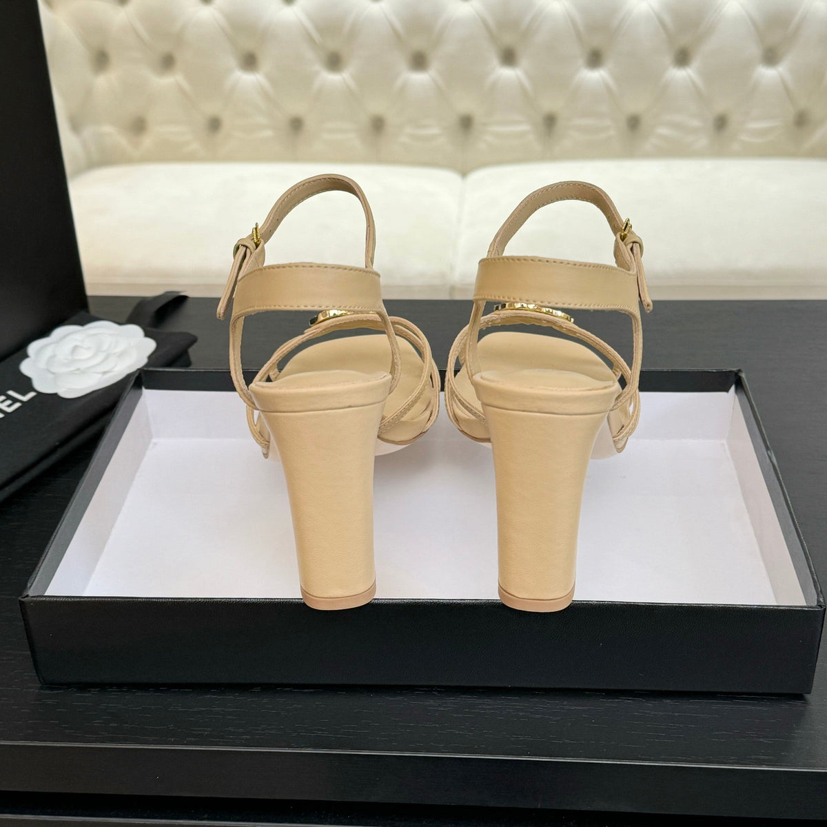CC 85mm Sandal DarkCream Sheepskin  212931
