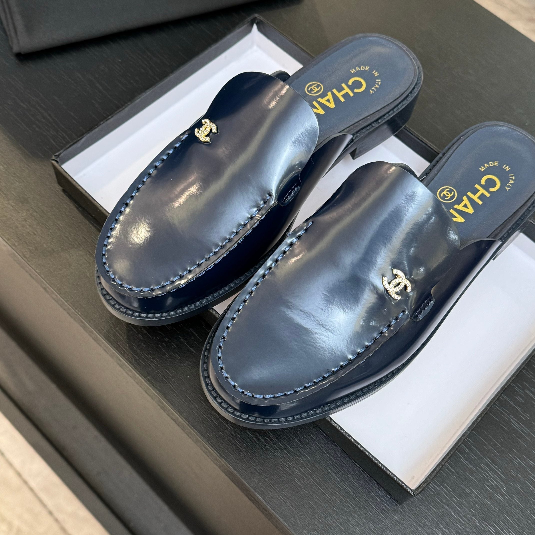 CC 25C Mule Dark Blue Calfskin