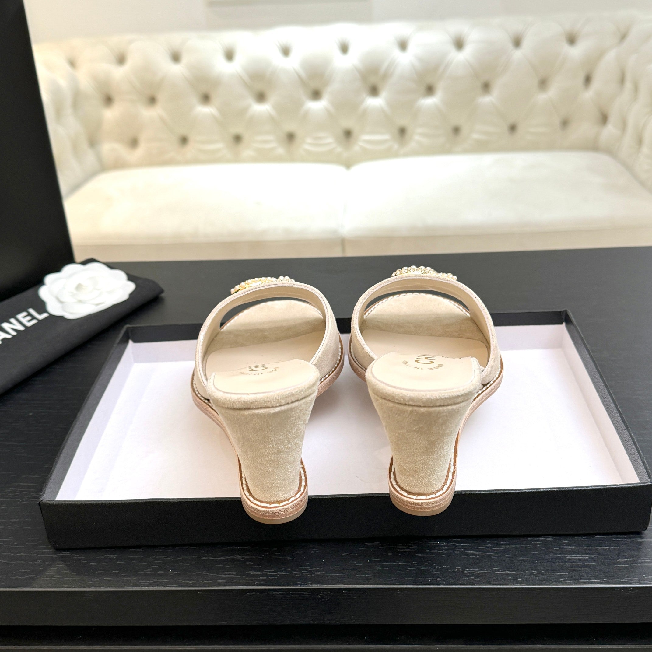 CC 2026 Wedge Sandals 65 Light Beige Suede 667773