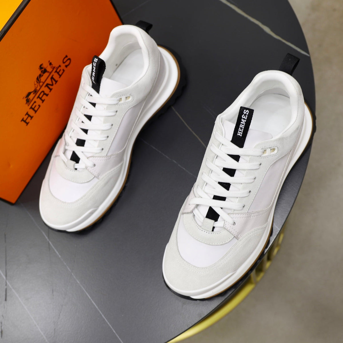 HM Men's Leader sneaker White Suede Calfskin 747917
