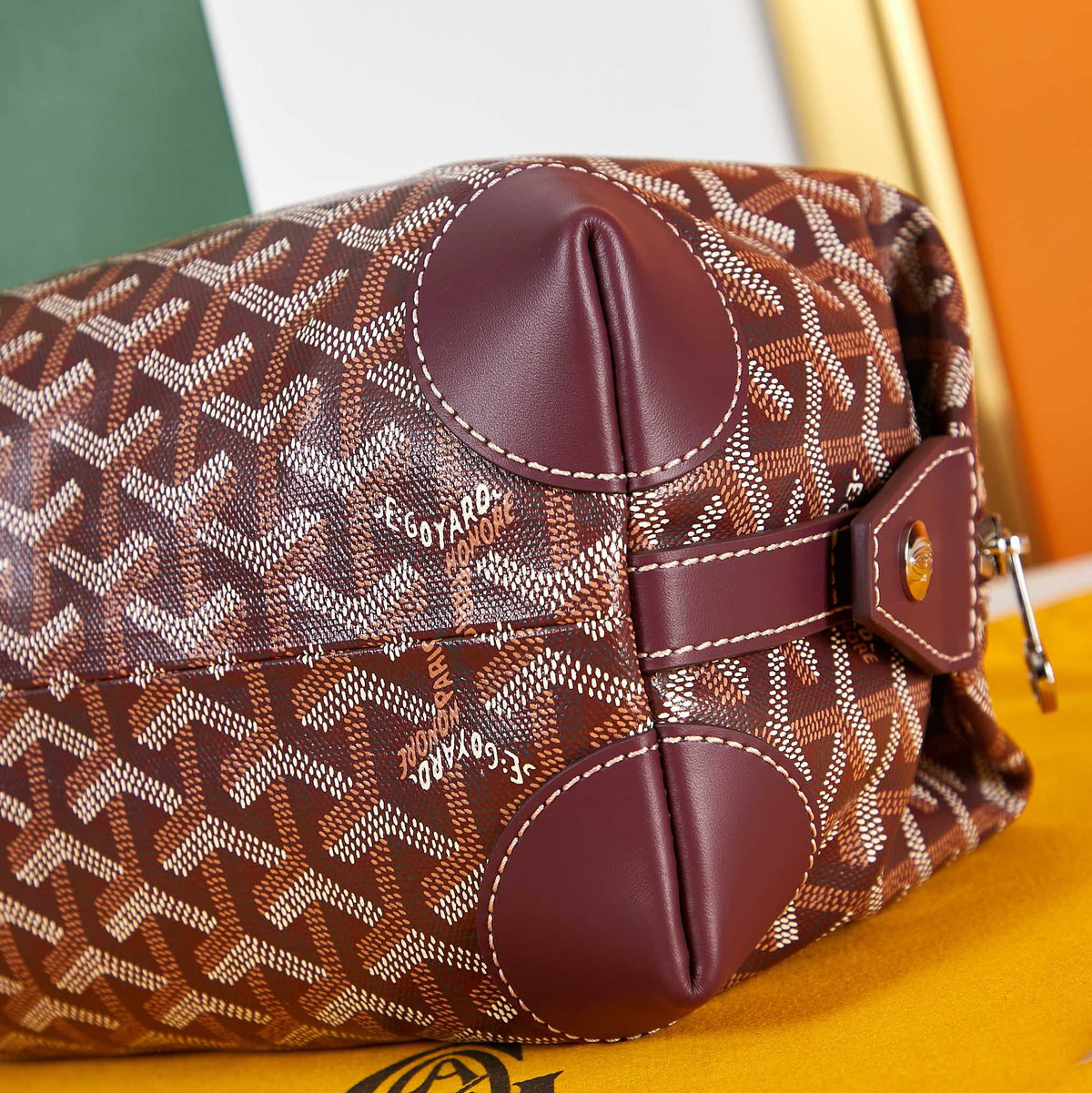 BOWLING TOILETRY BAG 24 IN BURGUNDY RED GOYARDINE CANVAS AND CALFSKIN