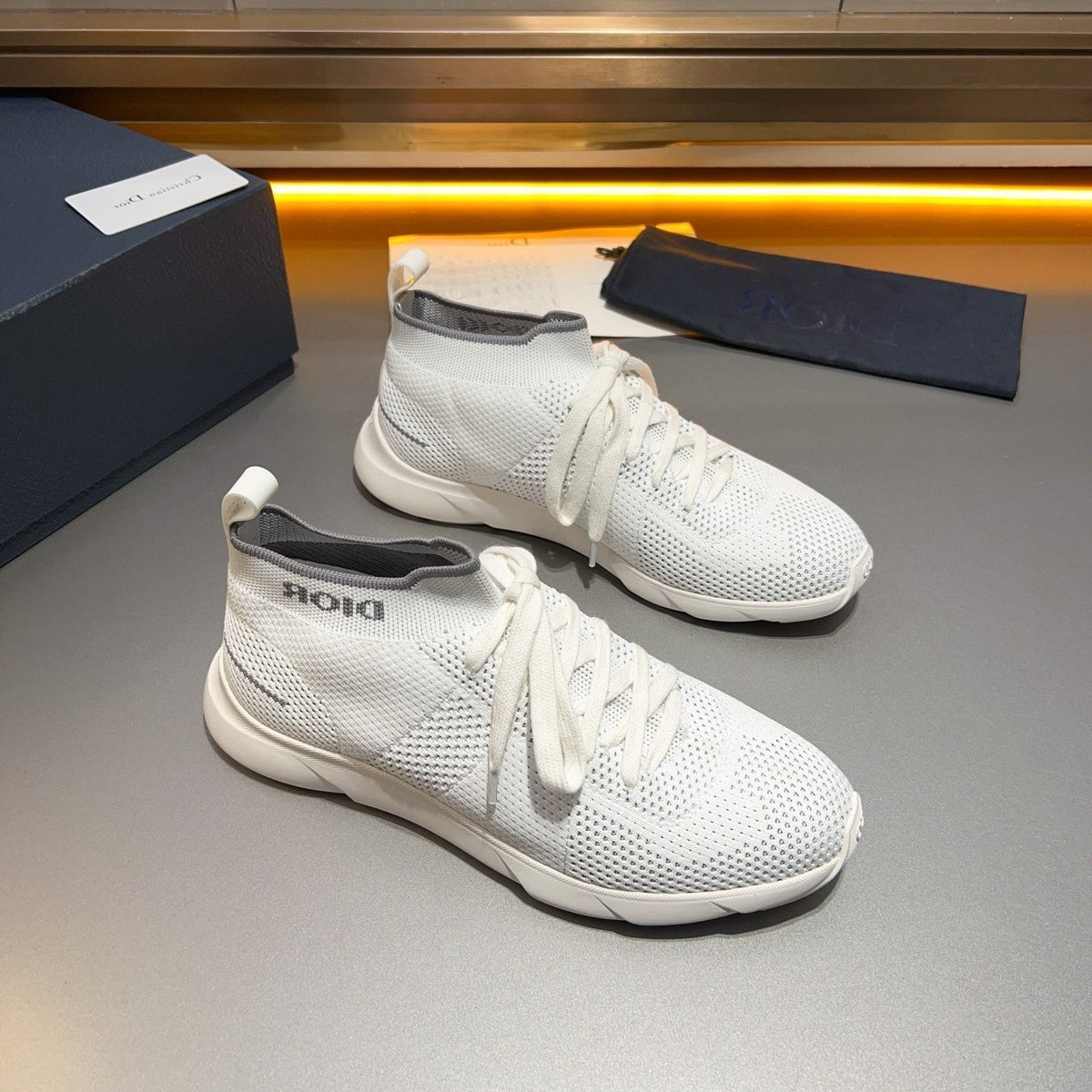CD B21 LOW TOP KNIT SNEAKER WHITE FABRIC
