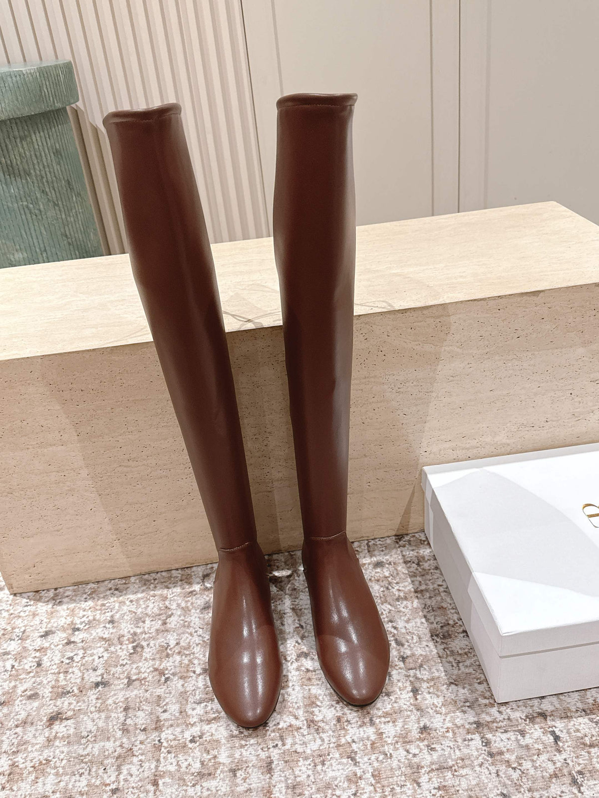 The Row 2025 Over-the-knee Boot Brown Elastic PU Sheepskin 556128