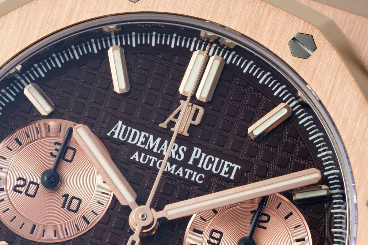 Audemars Piguet Royal Oak Chronograph 41mm Rose Gold Brown Leather