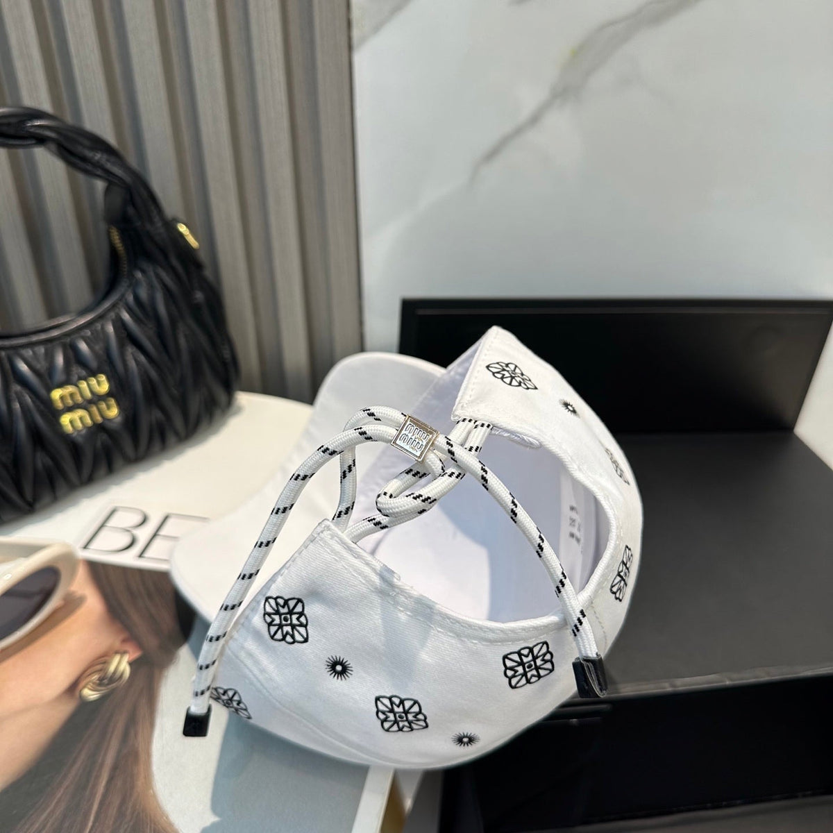 Miumiu Bandana Pattern And Embroidered Logo Hat 229398