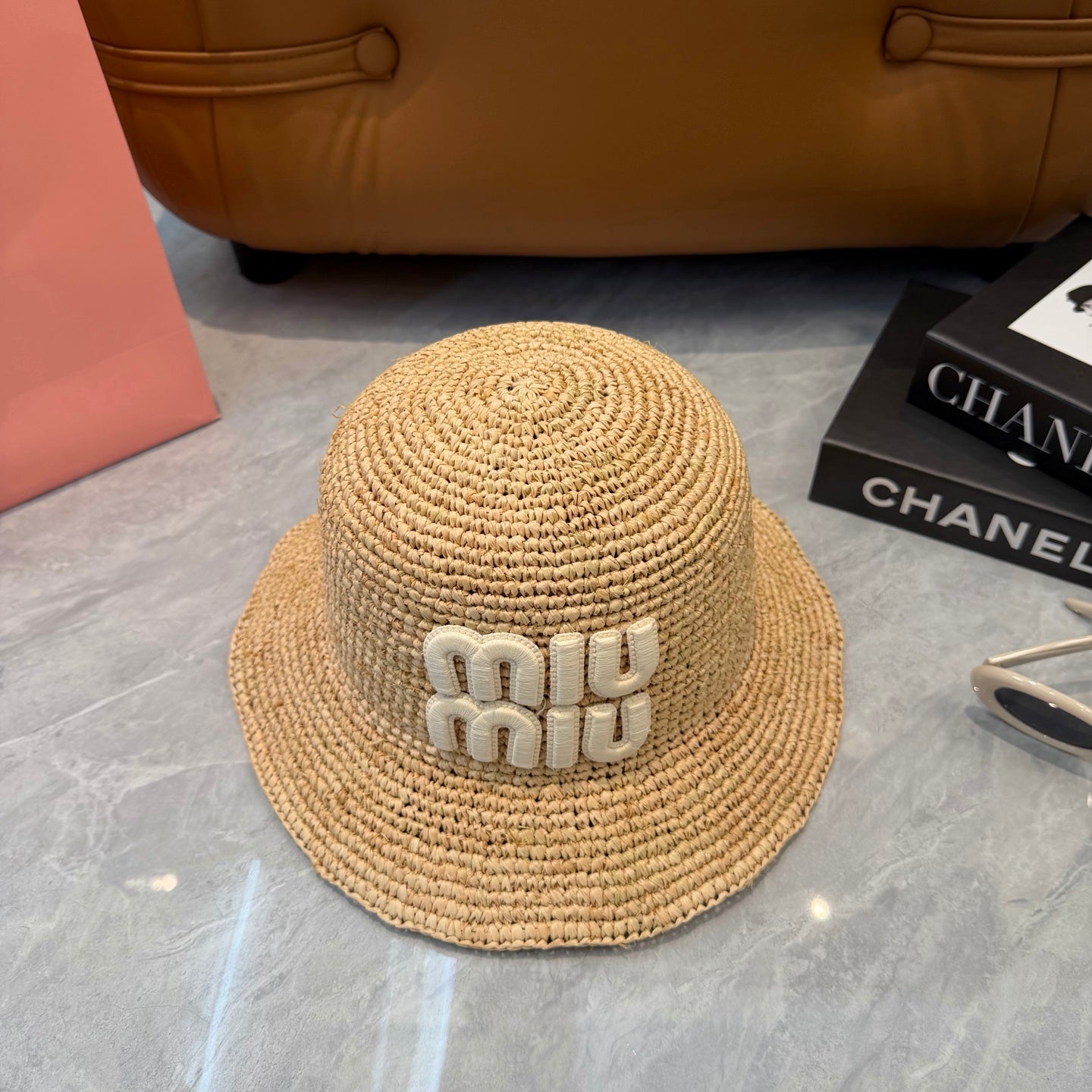 Miumiu Straw Hat with Logo 379596