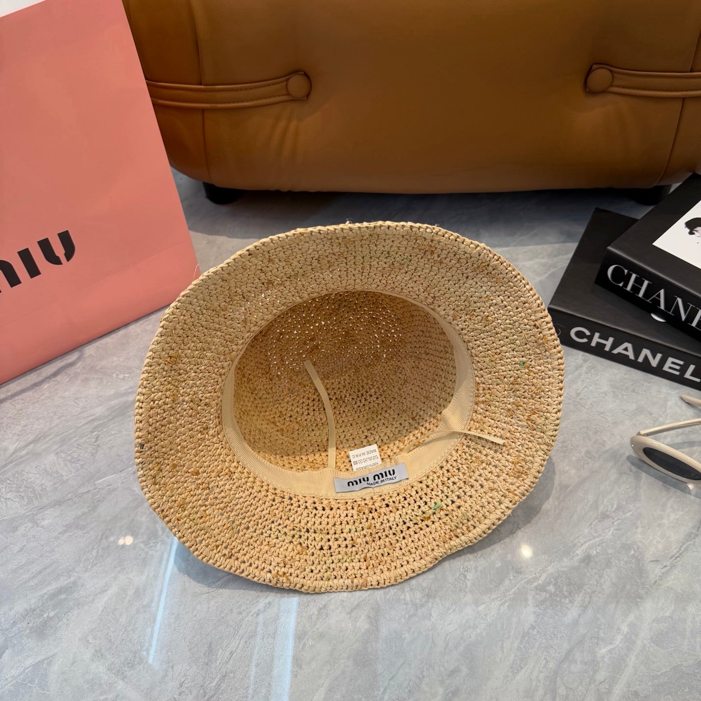 Miumiu Straw Hat with Logo 379596