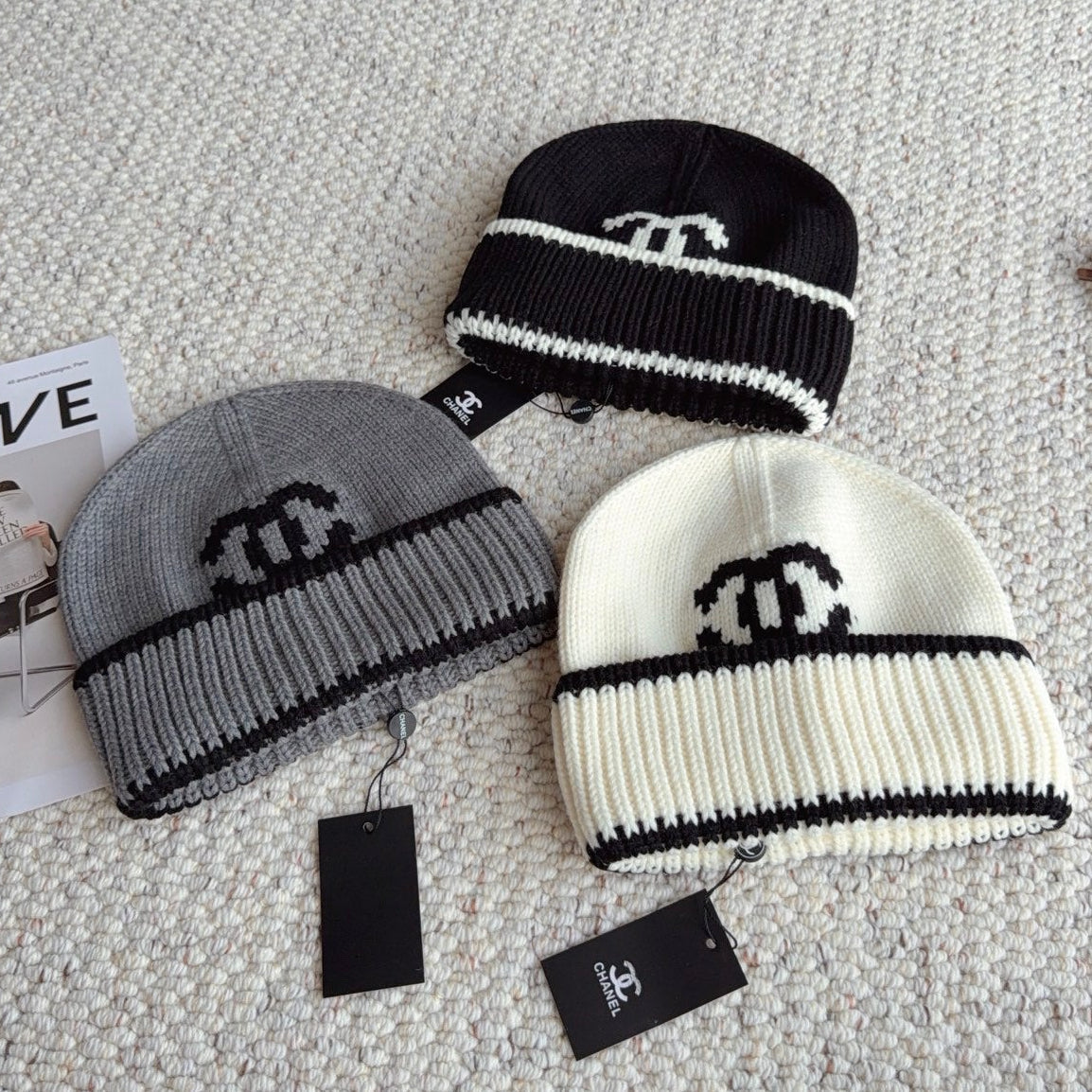 Chanel Double C Beanie Wool 477882