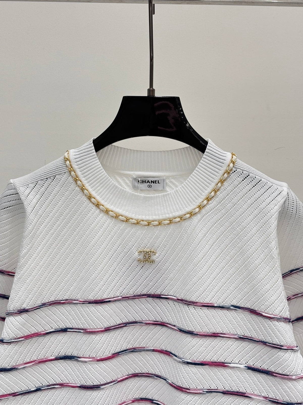 Chanel 2026 Striped Short-Sleeve T-Shirt Cotton 413806