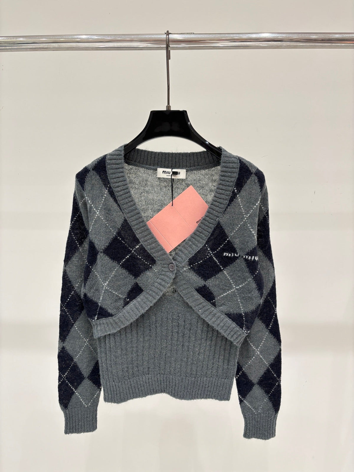 Miumiu 2026 Argyle Cardigan Knit 431816