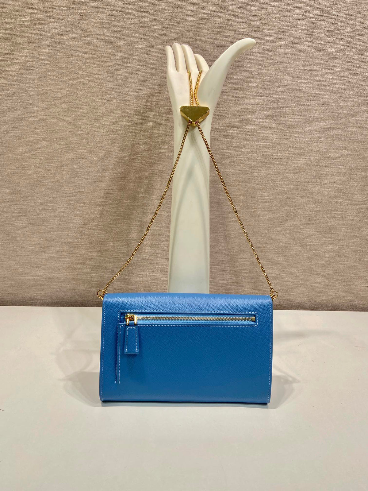 PRA Cross pattern envelope bag blue leather 341158