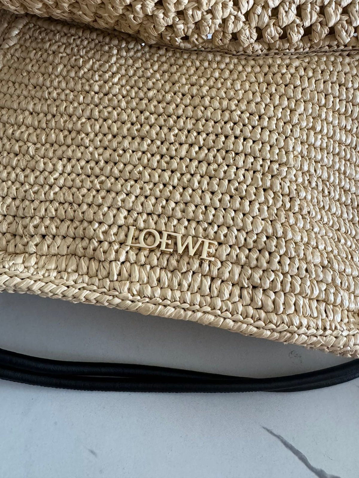 Loewe 2025 Ola 26 Bag Beige Black Raffia Calfskin 274681