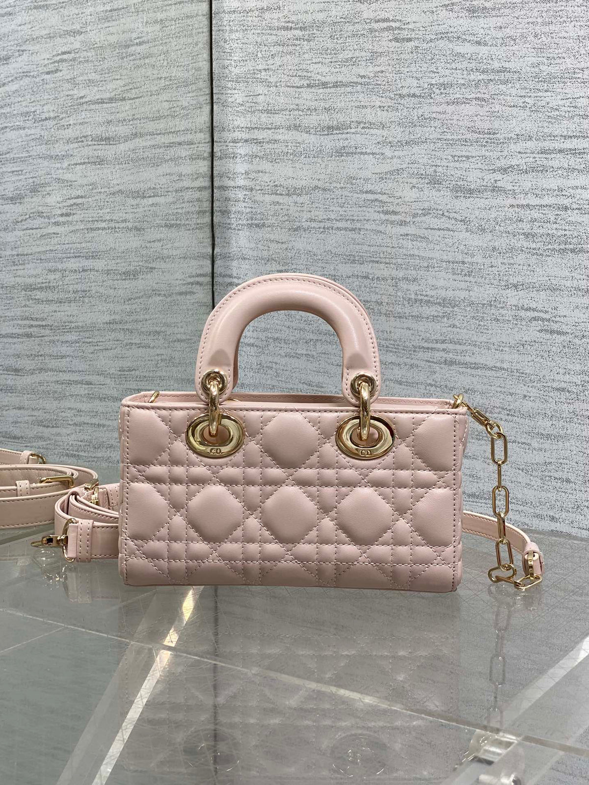Dior 2026 Micro Lady D-Joy Bag 19cm Powder Pink Cannage Lambskin