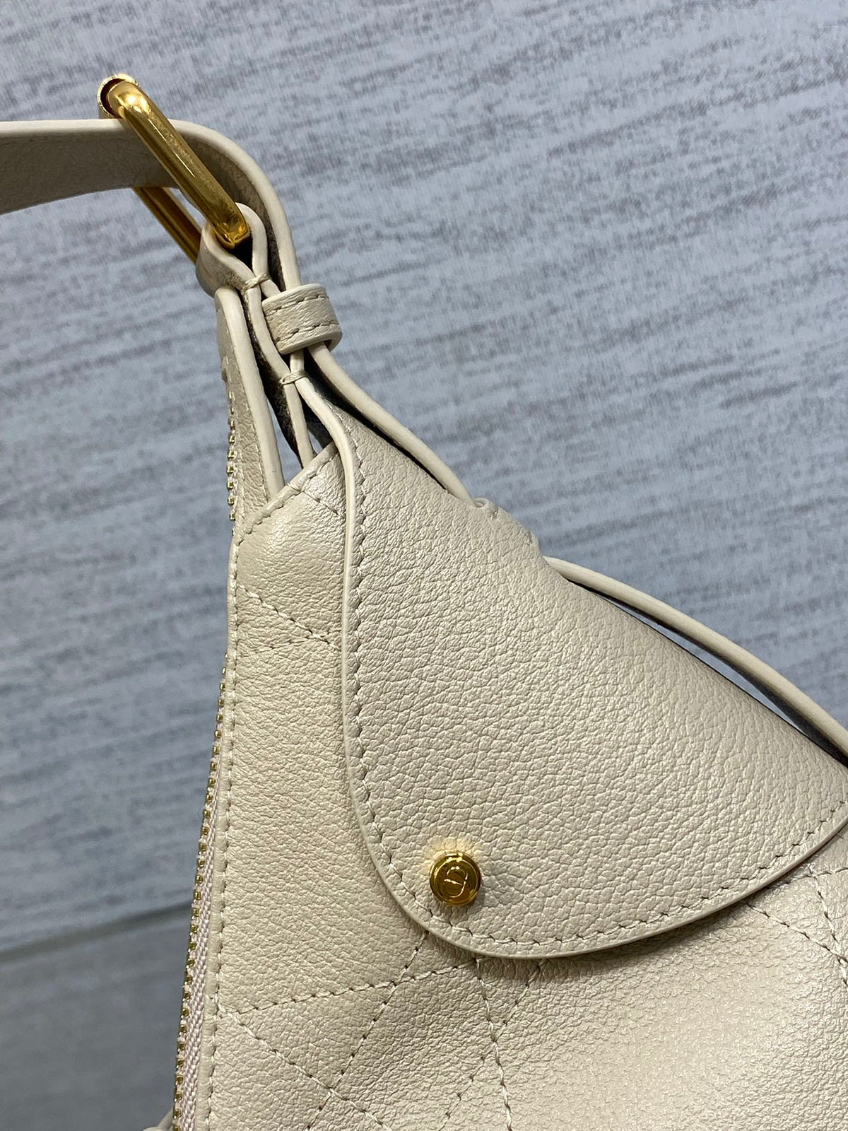 Dior 2025 Voyage Bag 23cm Powder Beige Grained Calfskin 267772