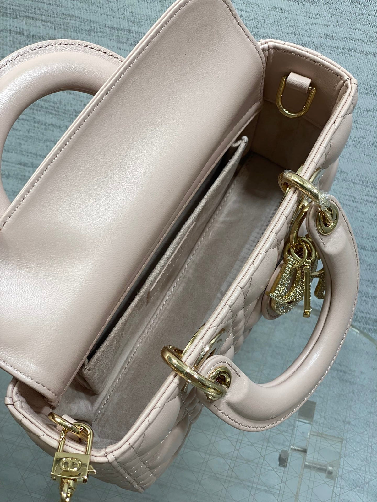 Dior 2026 Lady D-Joy Bag 22cm Powder Pink Cannage Lambskin