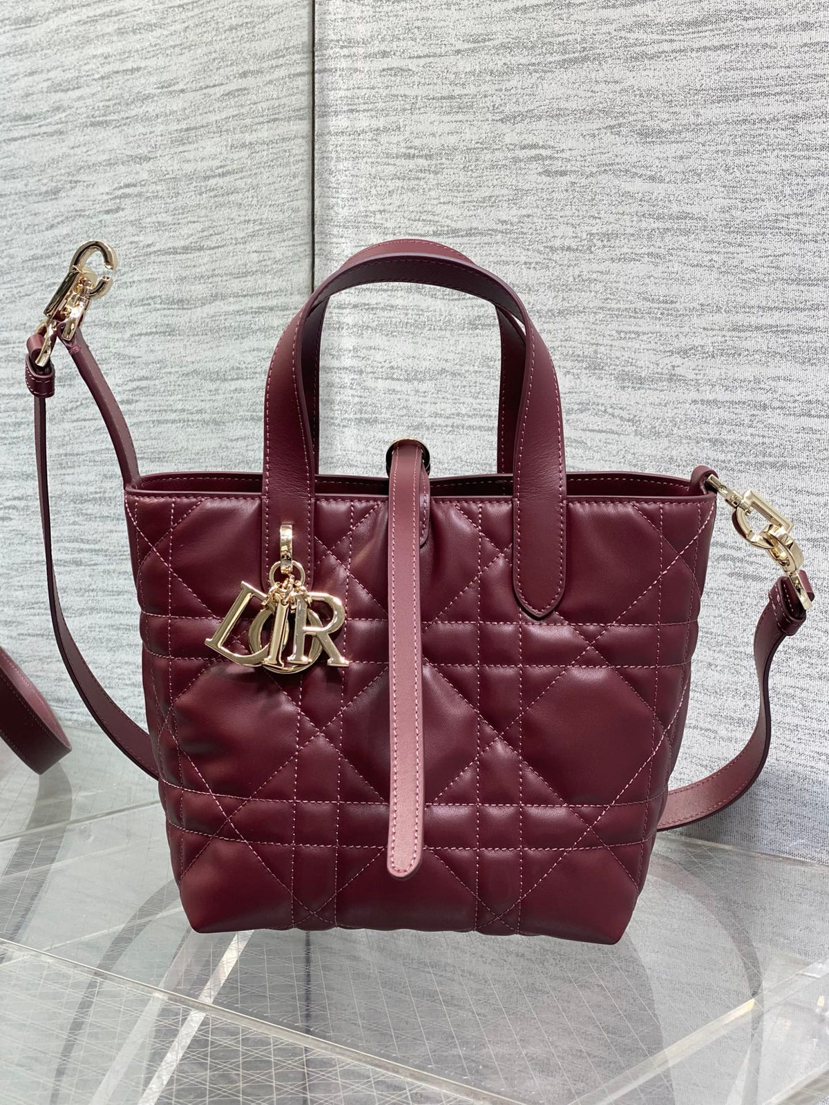 Dior 2026 Toujours Vertical Tote Bag 18cm Macrocannage Calfskin 286459