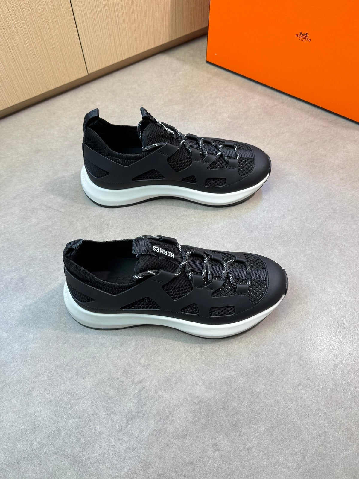 HM Men's Katana Sneaker Black Calfskin 606123