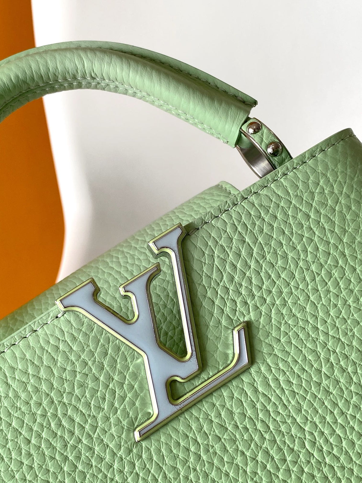 Capucines BB 21cm Bag Green Cowhide 251666