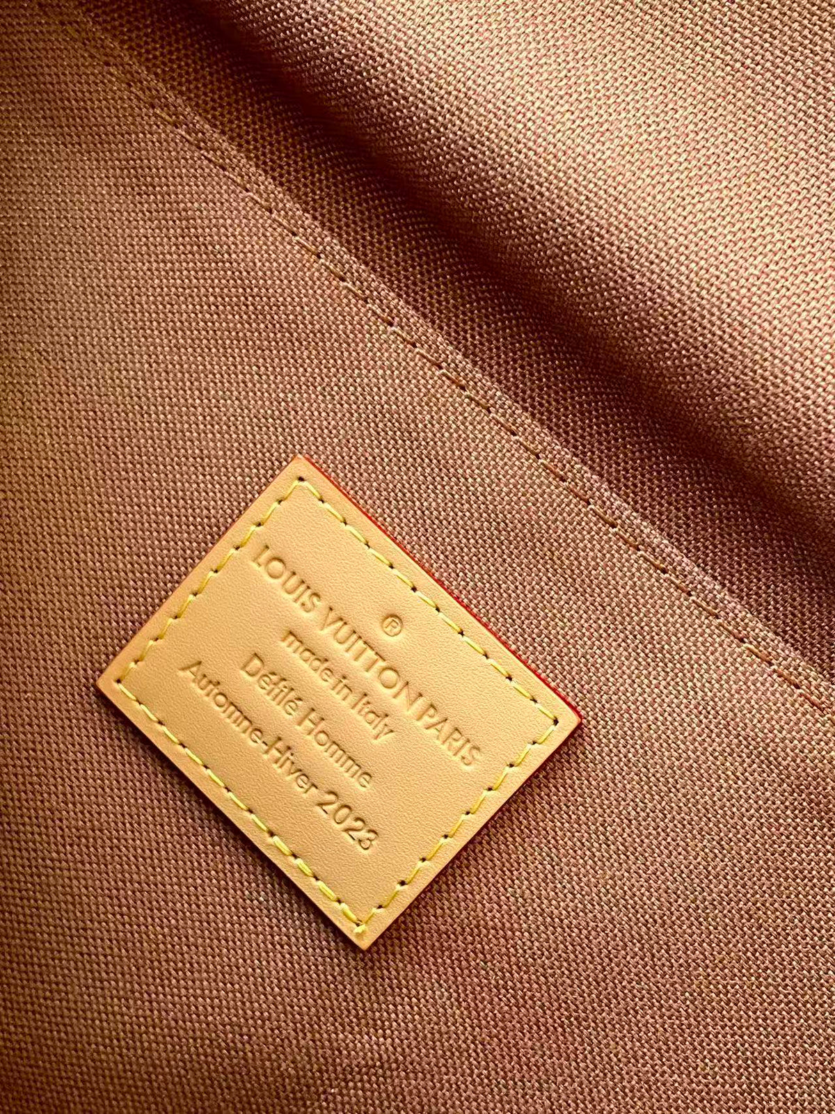 LV 2026 Take Out Messenger Bag 32cm Brown Beige Monogram Coated Canvas
