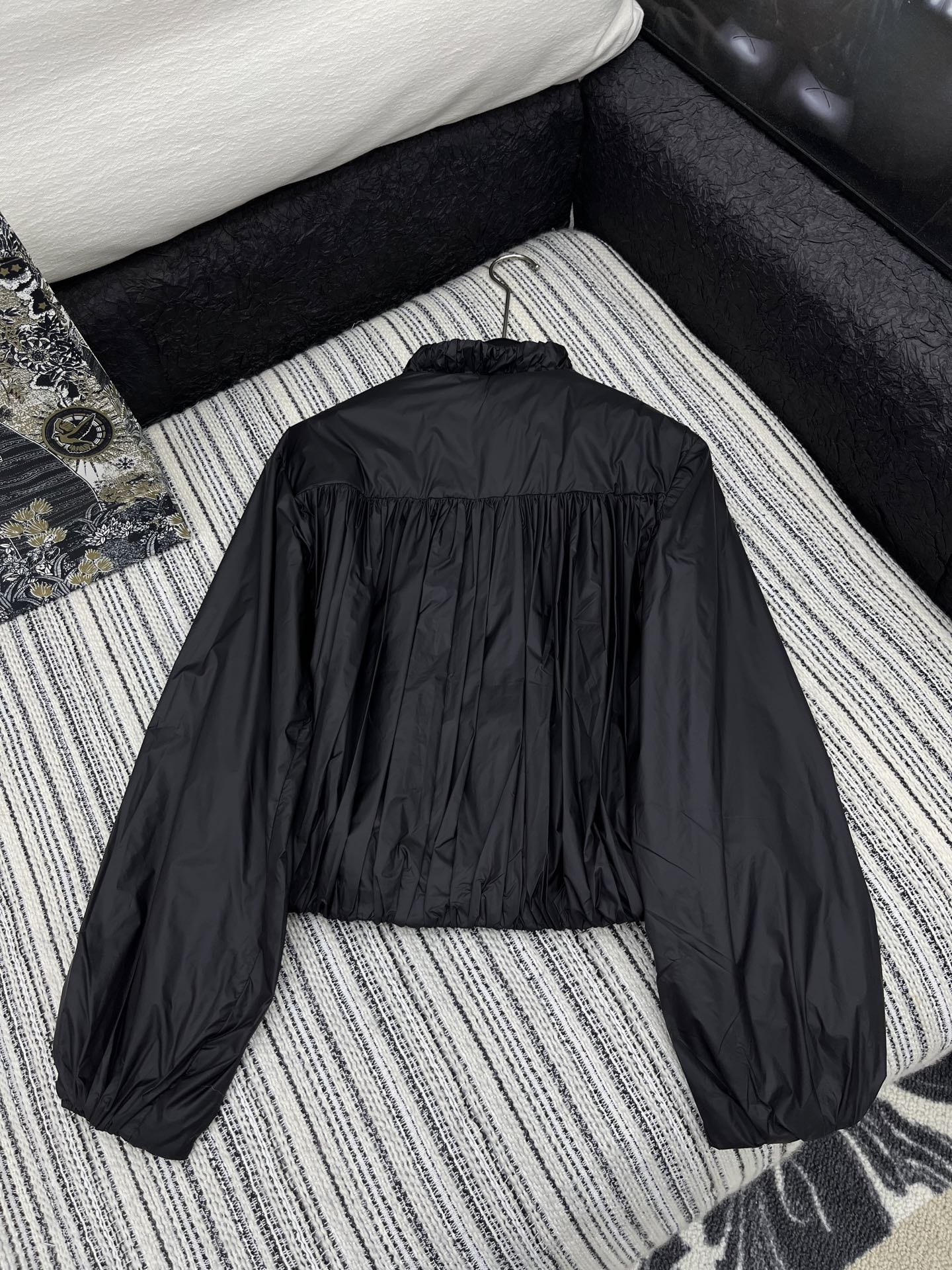 Moncler Stand-up Collar Double Zipper Jacket Black Cotton Polyester