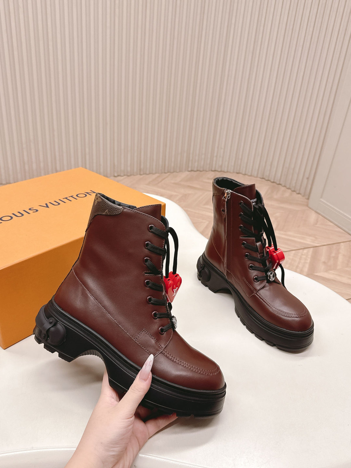 LV 2026 Martin Boot With Heart-shaped Brown Calfskin 595467