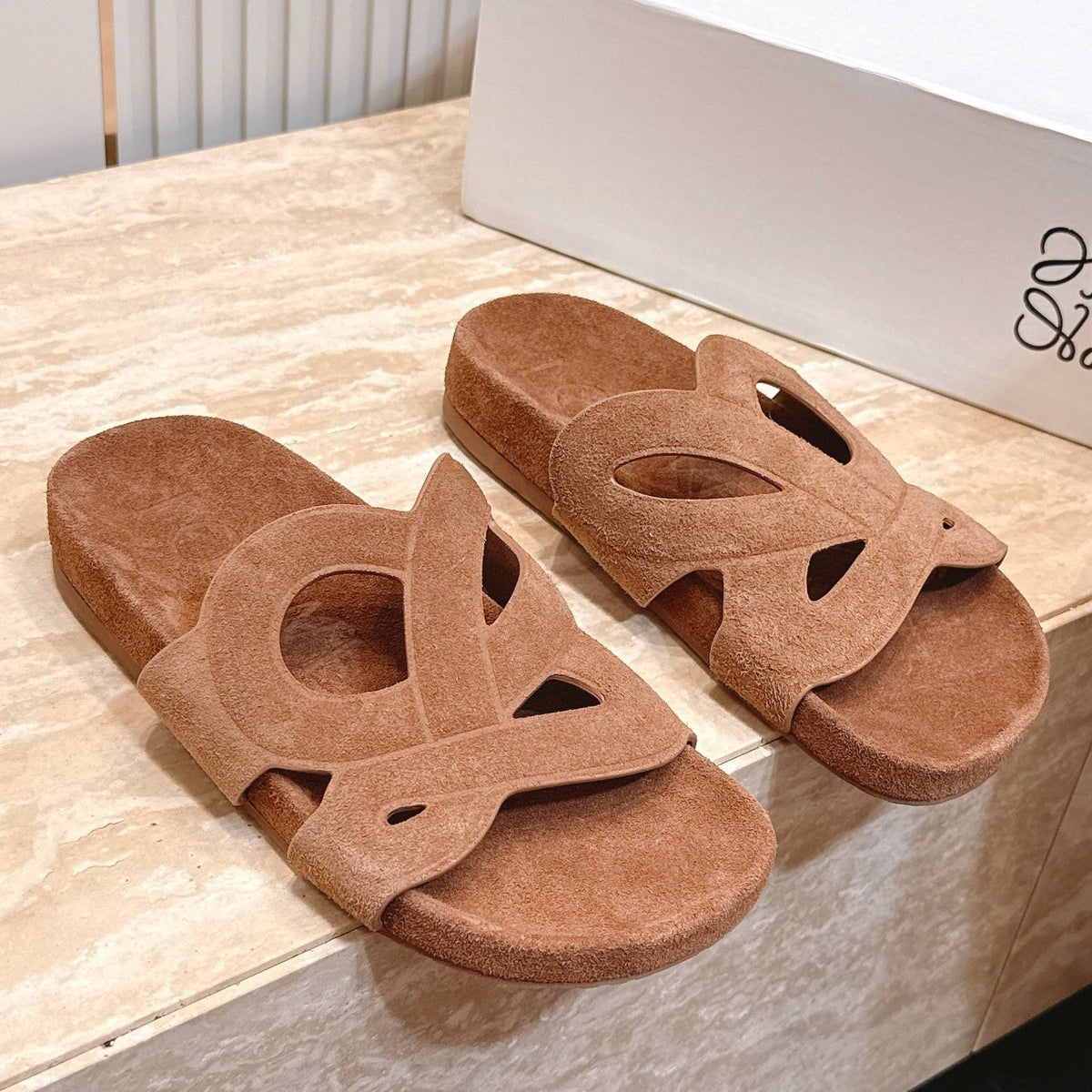 Loewe 2026 Ease Monogram Sandals Suede Leather 122760