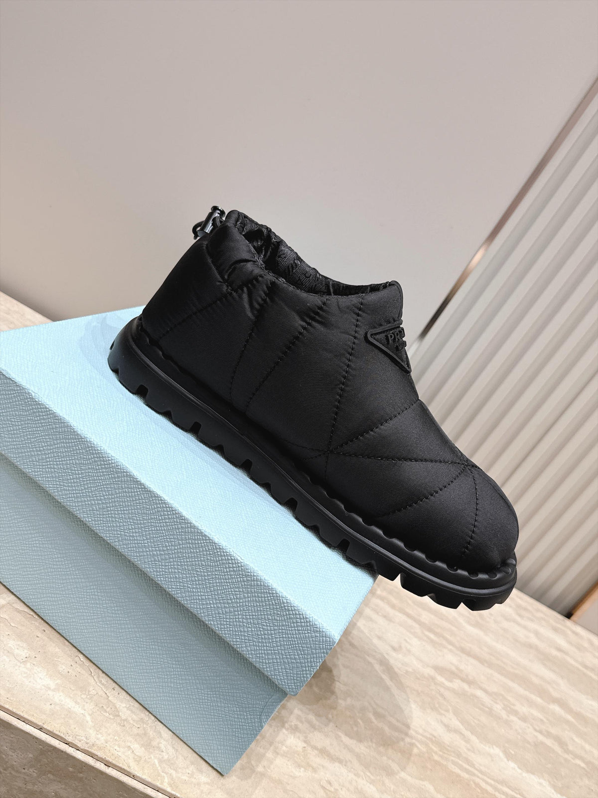 Prada 2026 Paddled Nylon Slip-on Boots Fabric 180388