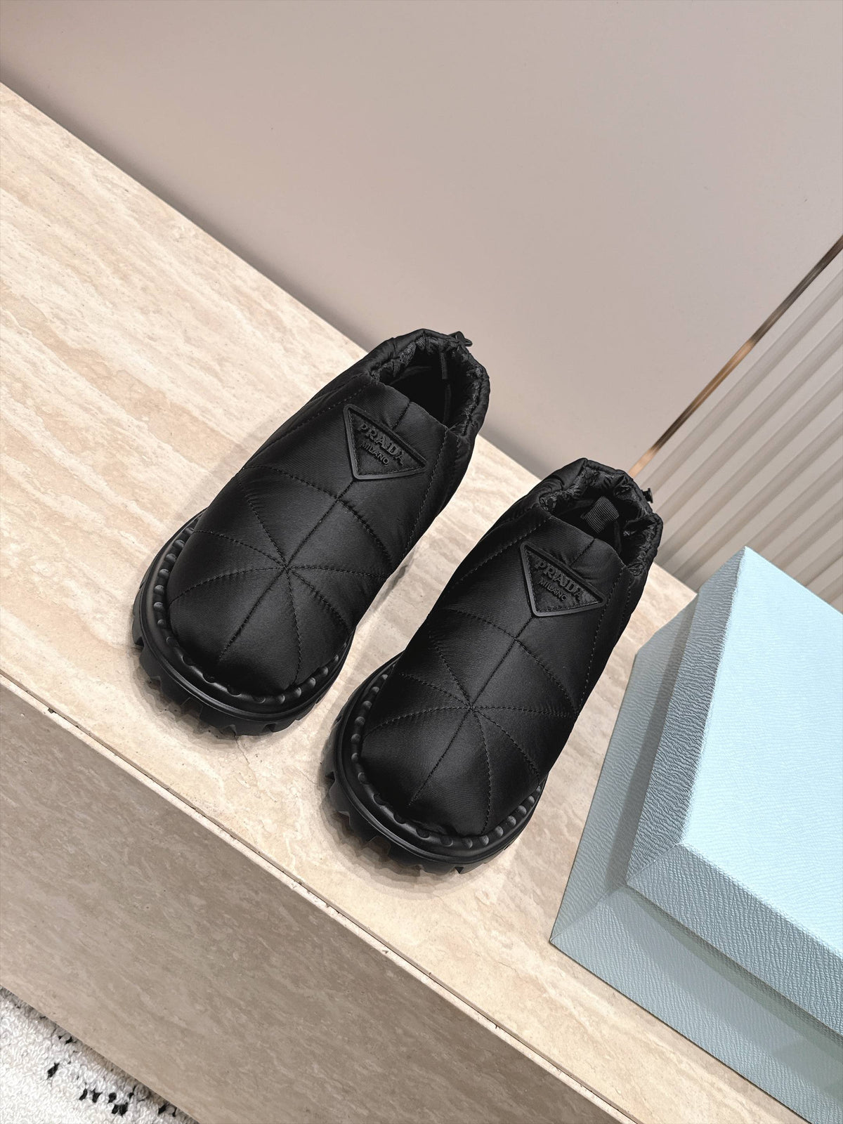 Prada 2026 Paddled Nylon Slip-on Boots Fabric 180388