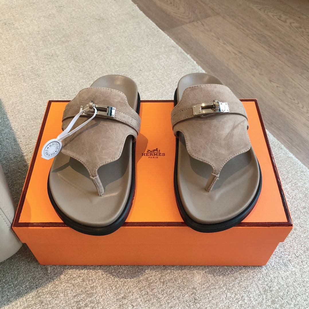 Empire Sandal Brown Lambskin Suede Goatskin
