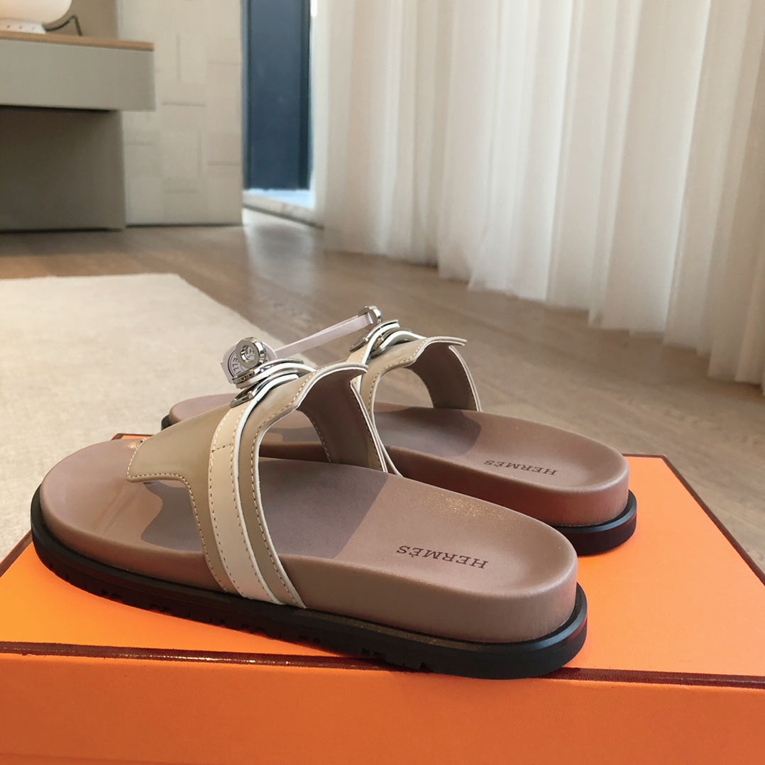 EMPIRE SANDAL LIGHT BROWN MIX CREAM CALFSKIN