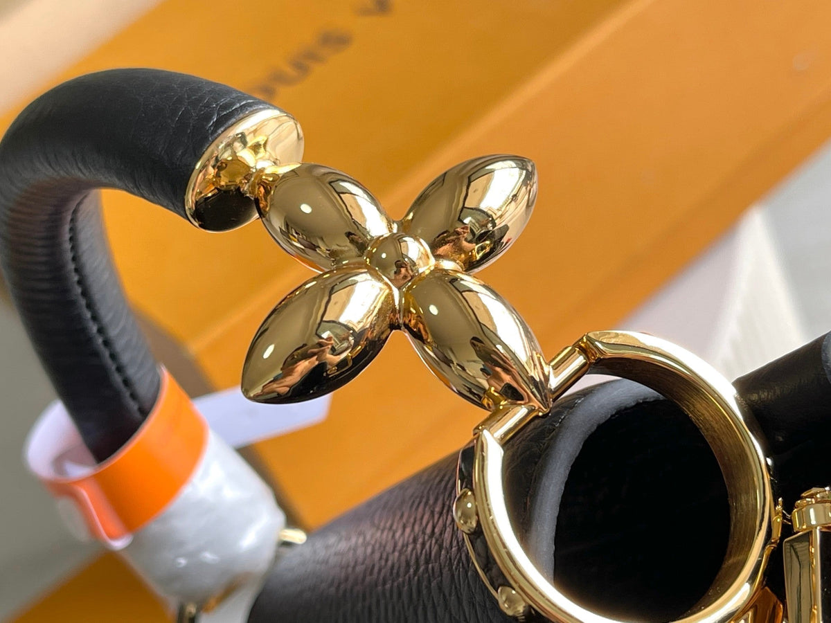 CAPUCINES BB 27 BLACK TAURILLON GOLD HARDWARE