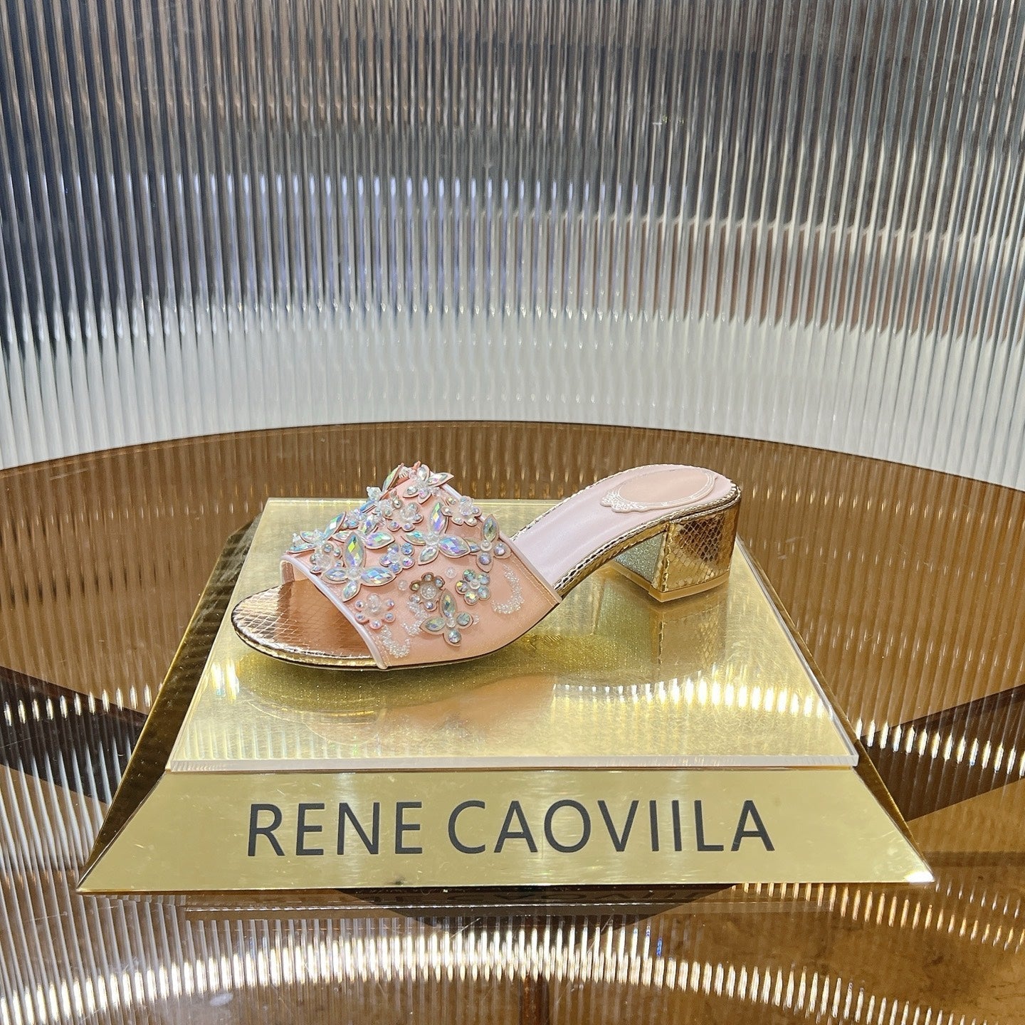 RC 25 Butterfly Flower Rhinestone Satin Sandals Pink Sheepskin 242920