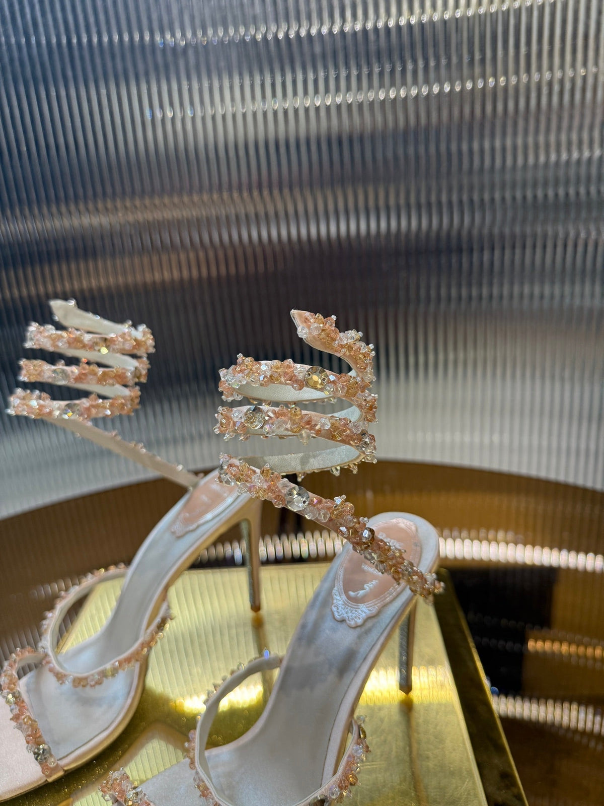 RC 25C Crystal Diamond Sandals Pink Sheepskin Rhinestone 275778