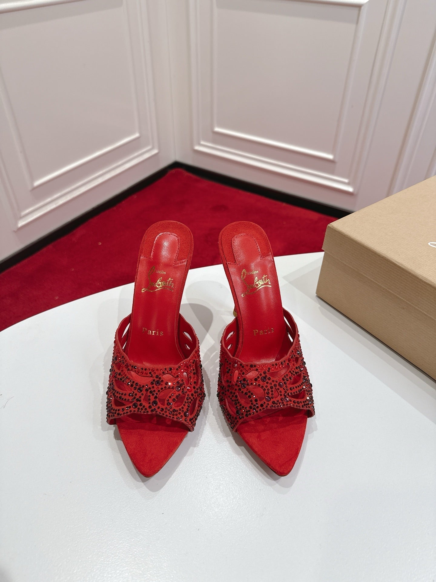 Christian Louboutin 2026 Lasera Strass 100mm Mules Lambskin 780417