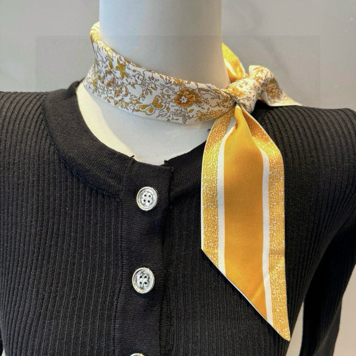 CD Twilly Mini Scarf 105cm Yellow Colorful Mulberry Silk 941921