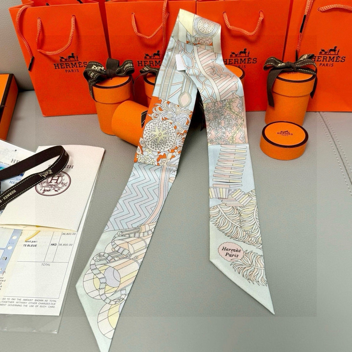 HM Twilly Mini Scarf 86CM Baby Blue Mulberry Silk 969052