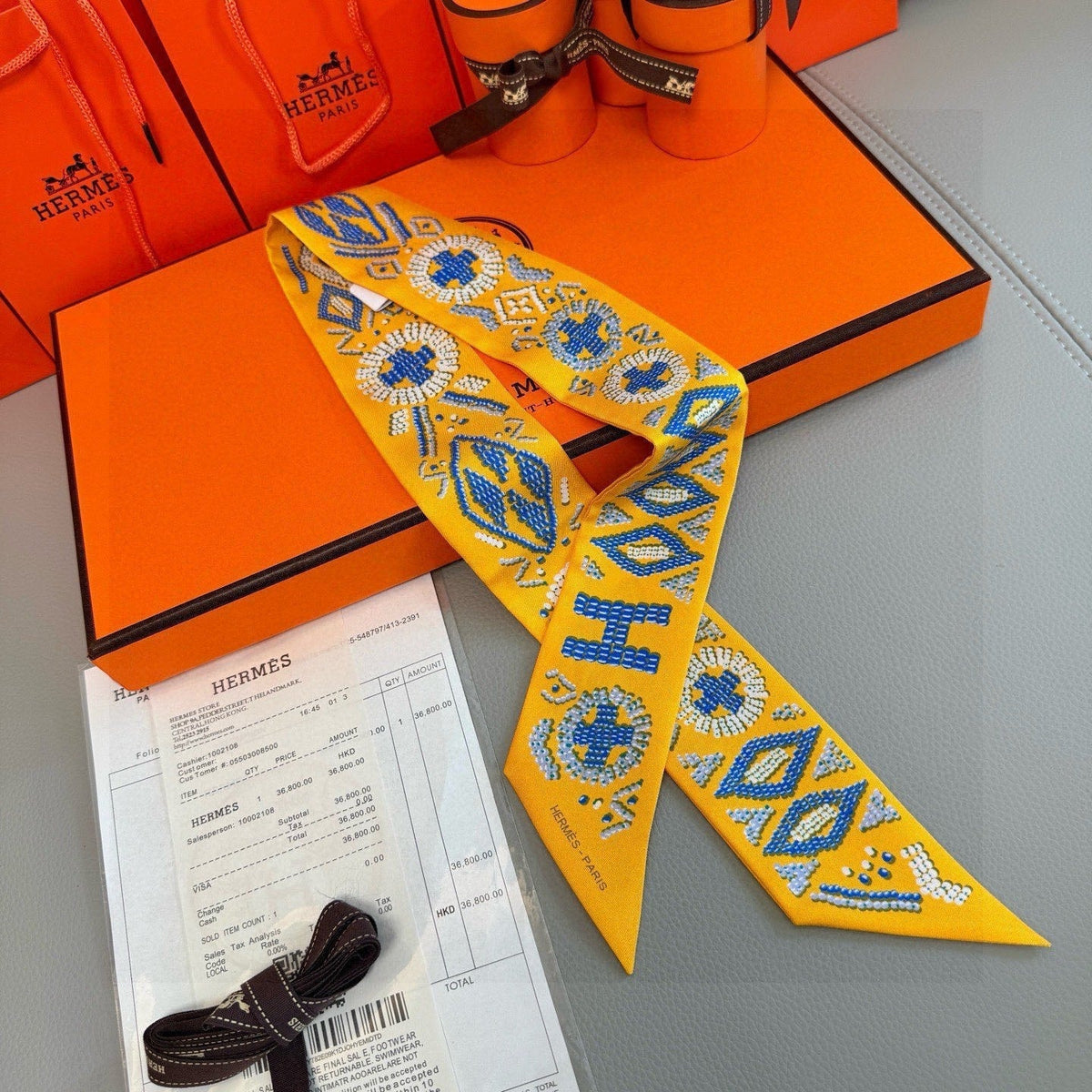 HM Twilly Mini Scarf 86CM Yellow Mulberry Silk 969054