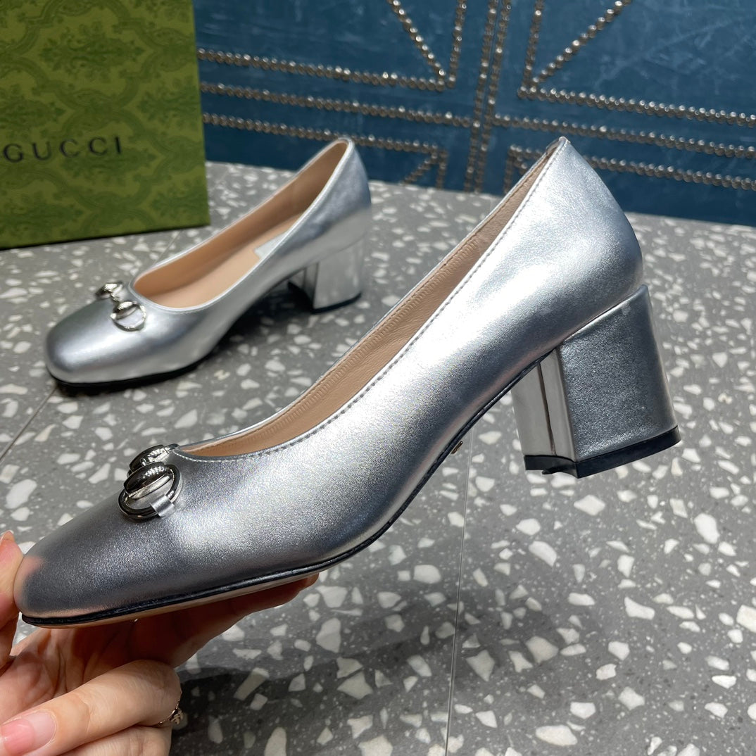 HIGH PUMP 55MM IN SILVER SHEEPSKIN